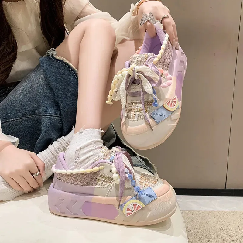 Cute Platform Round Toe Sneakers for Teens Maxct
