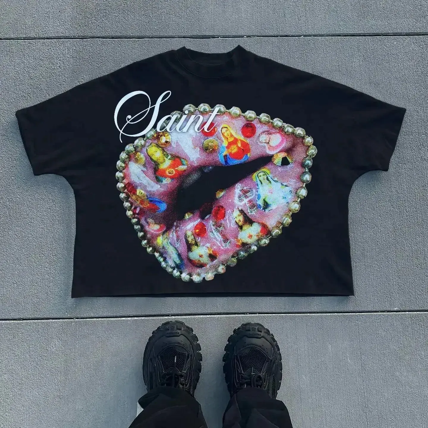 Maxct Oversized T Shirt Summer Men American Retro Y2K Casual Cotton Hip Hop Round Neck Short Sleeve Streetwear Trendy Design Prints