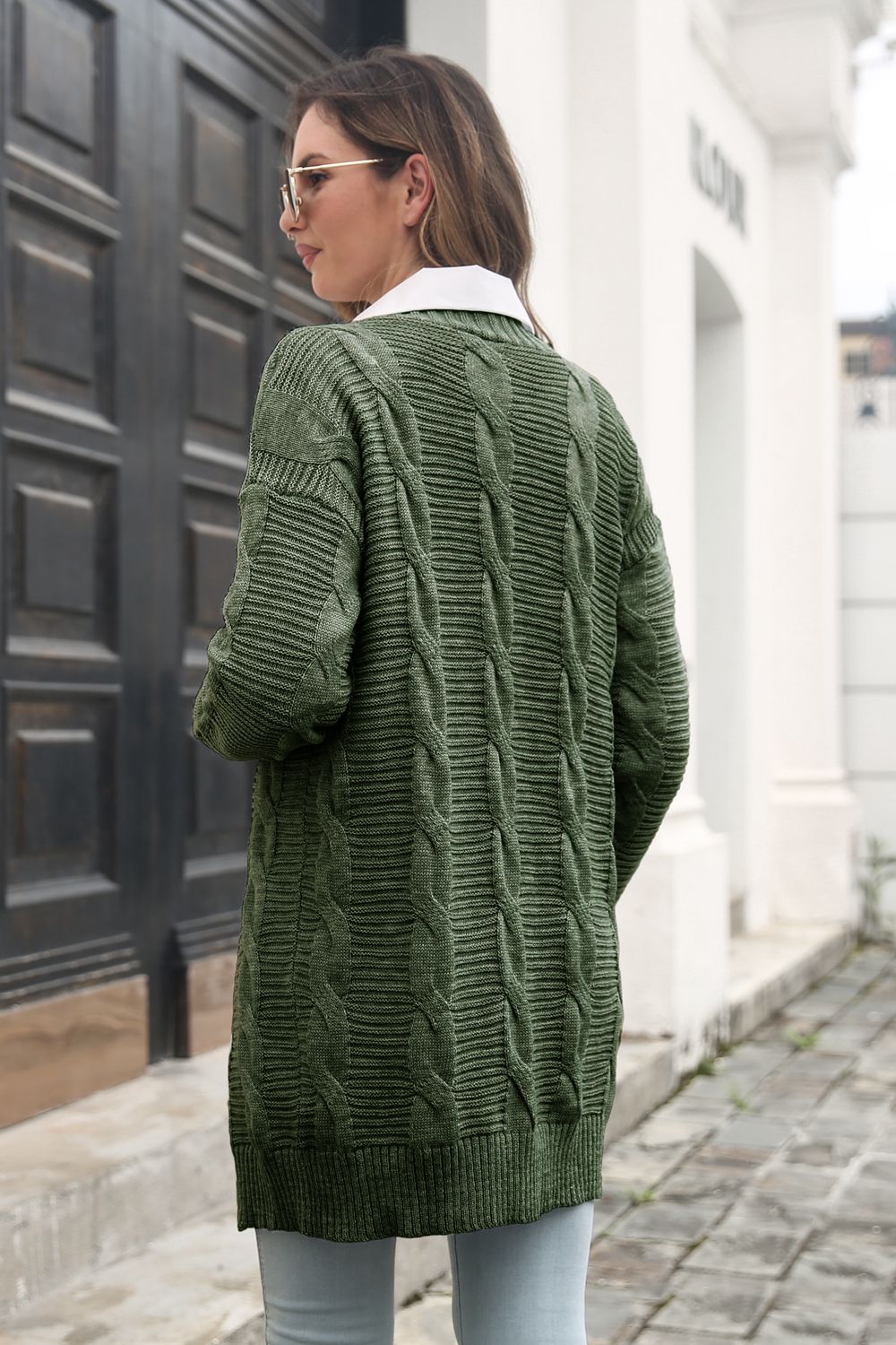 Maxct &Open Front Cable-Knit Cardigan