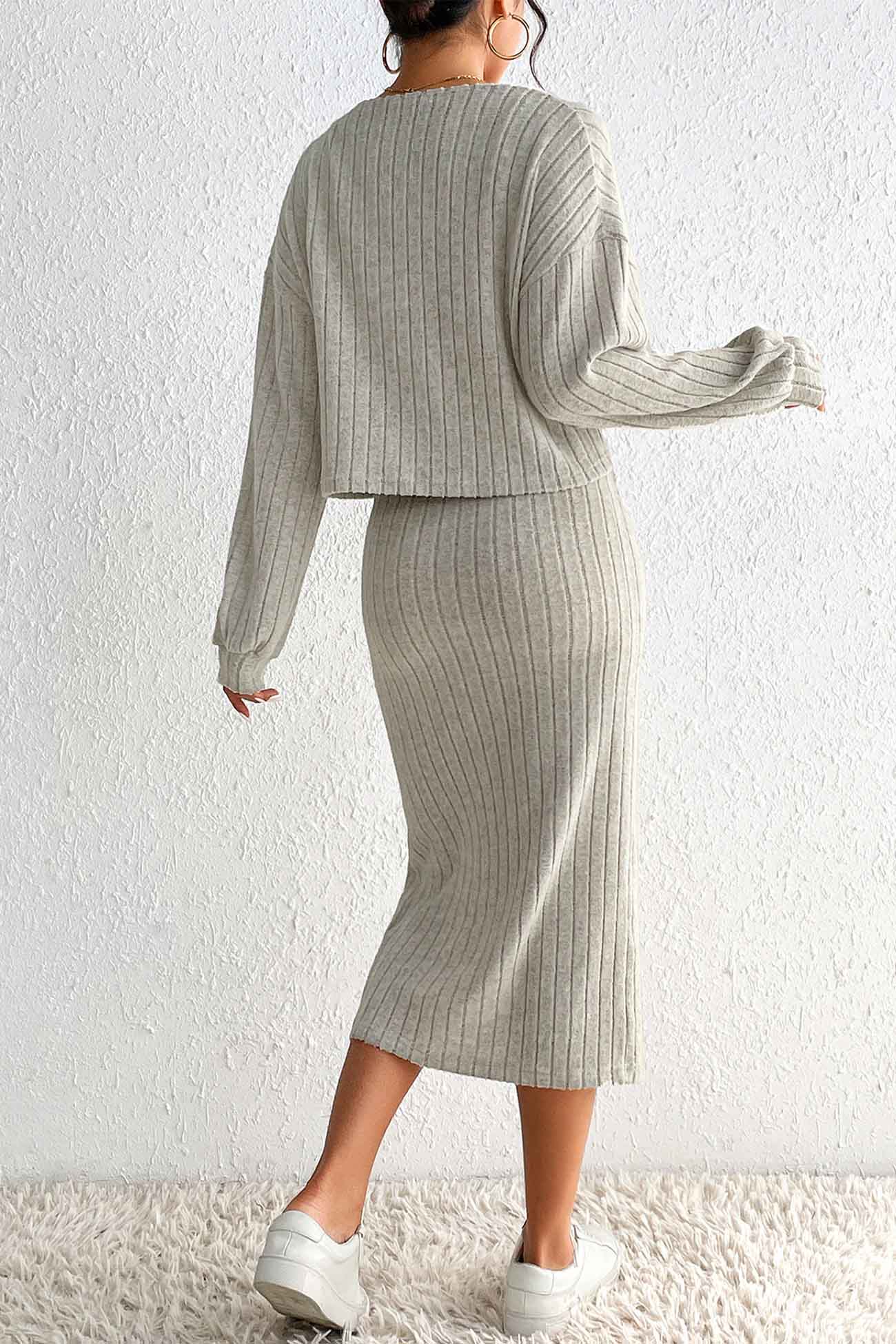 Maxct Long Sleeve Cami Dress Cardigan knitted Set