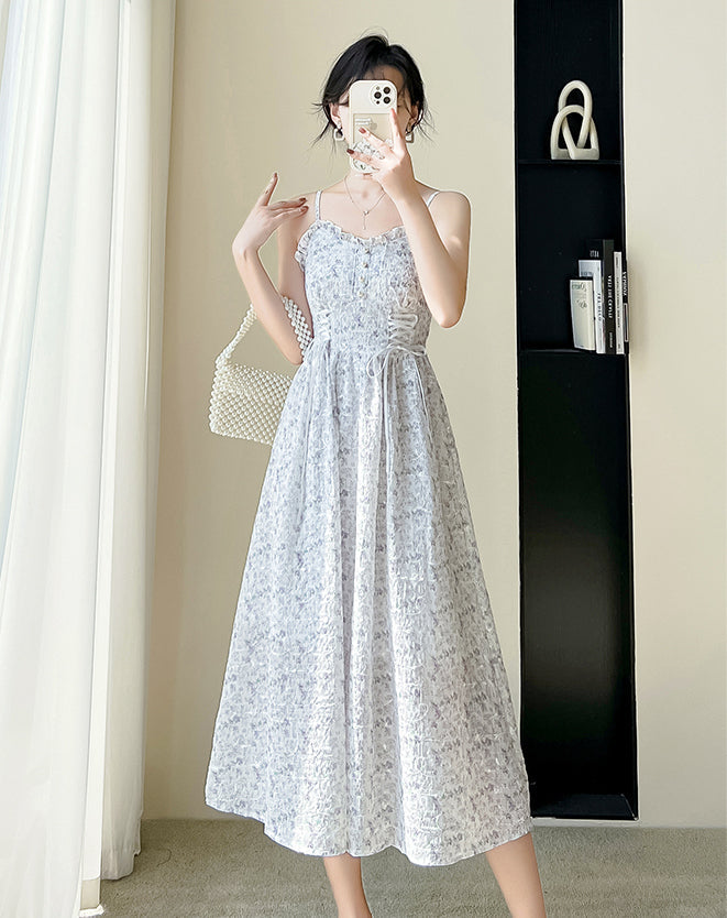 May Flowers Lace Up Cami Dress Maxct