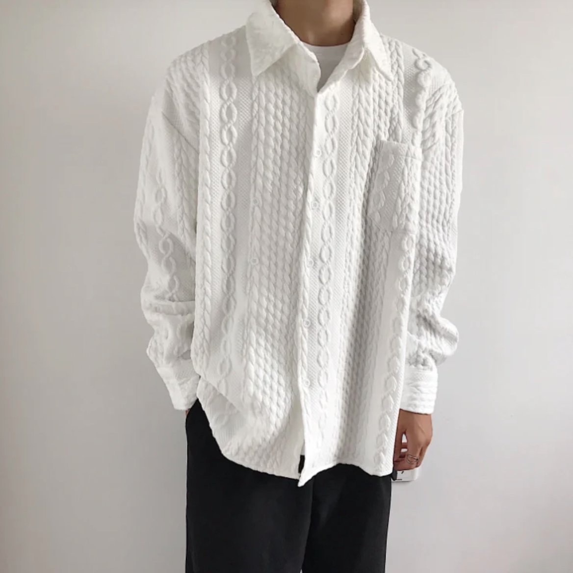 Maxct Kami No.2133 Twisted Knitted Collar Shirt