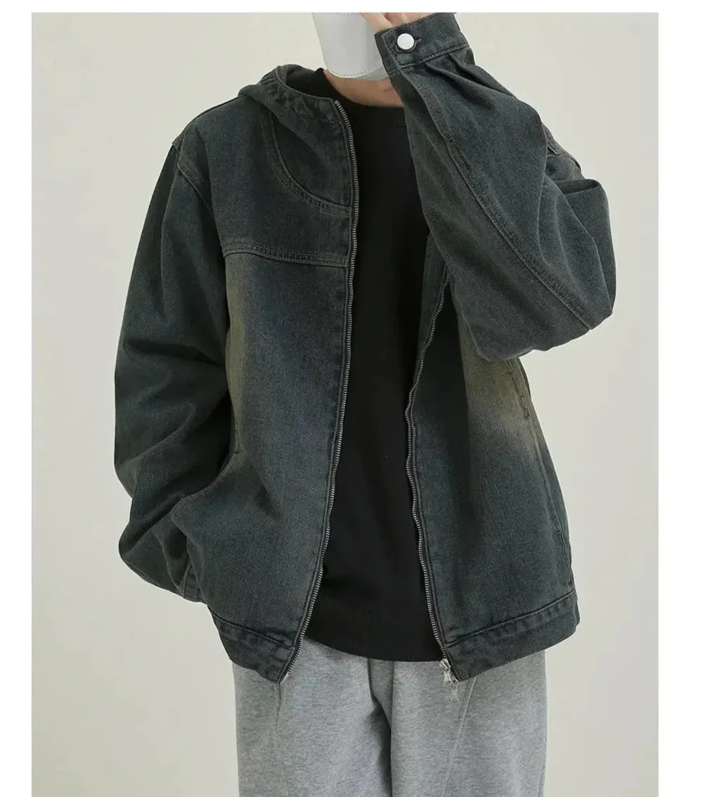 Maxct Blue Hooded Denim Jacket