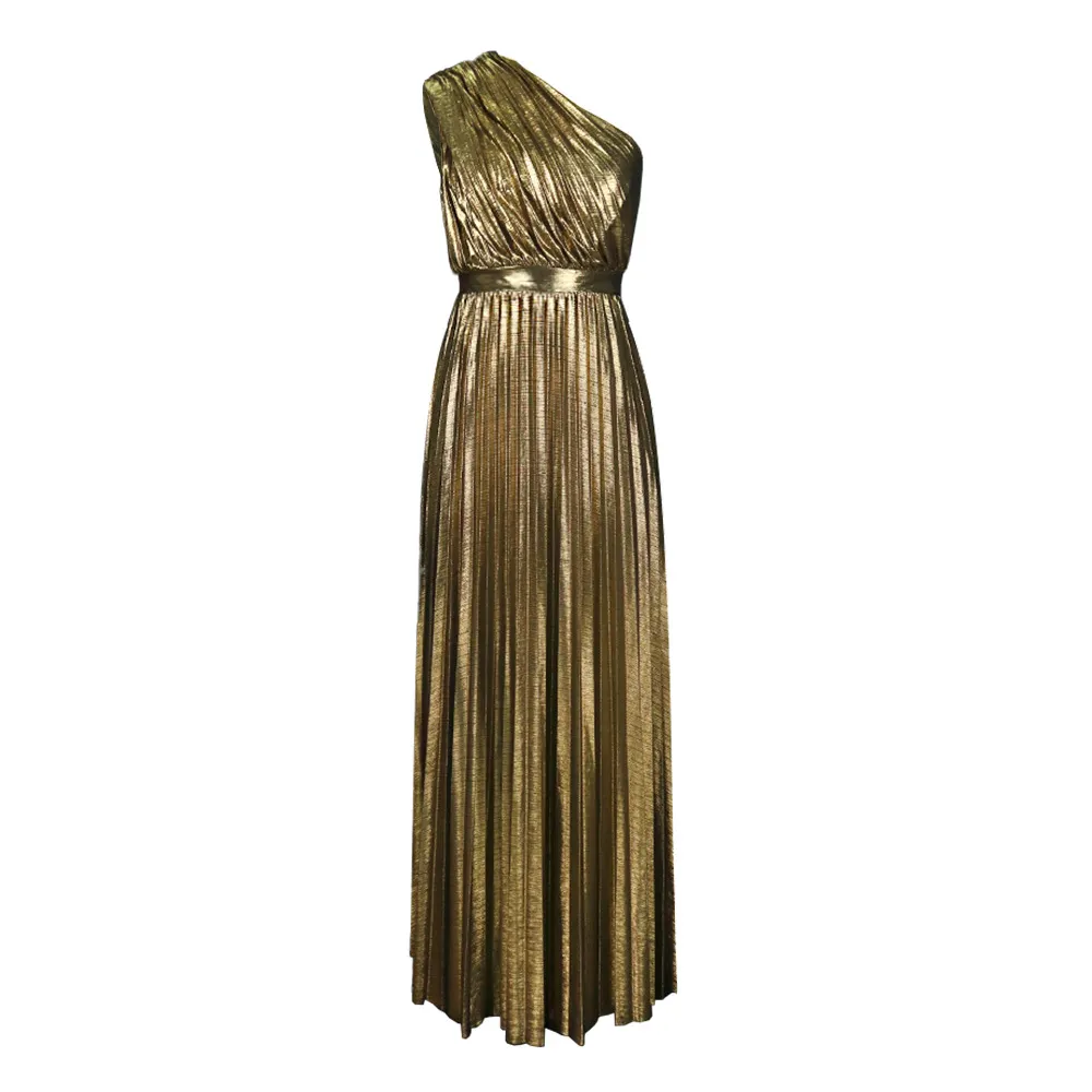 Maxct Backless Pleated Skirt High Waist Side Zipper Large Swing Skirt Party Long Skirt Dress Long Dress