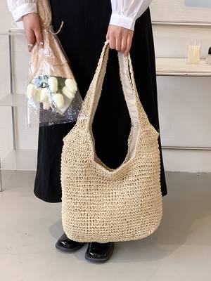 Hollow Out Straw Bag - Women Tote Bags