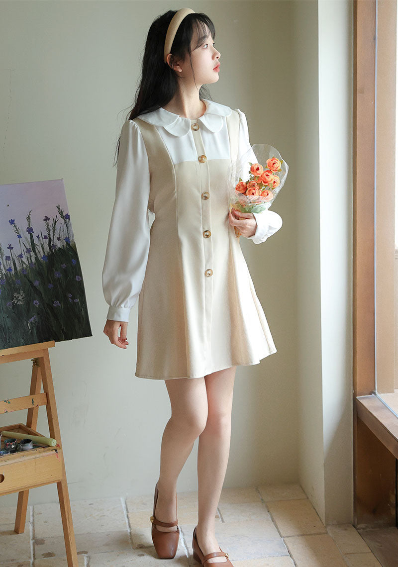 Scallop Collar Twofer Mini Dress Maxct