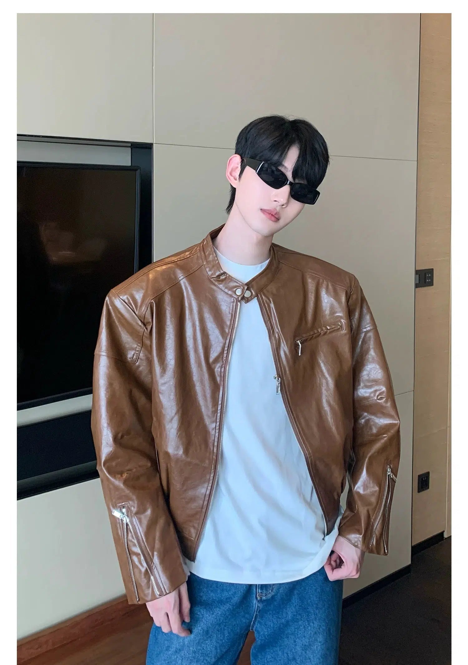 Maxct Shoulder Pad Leather Jacket