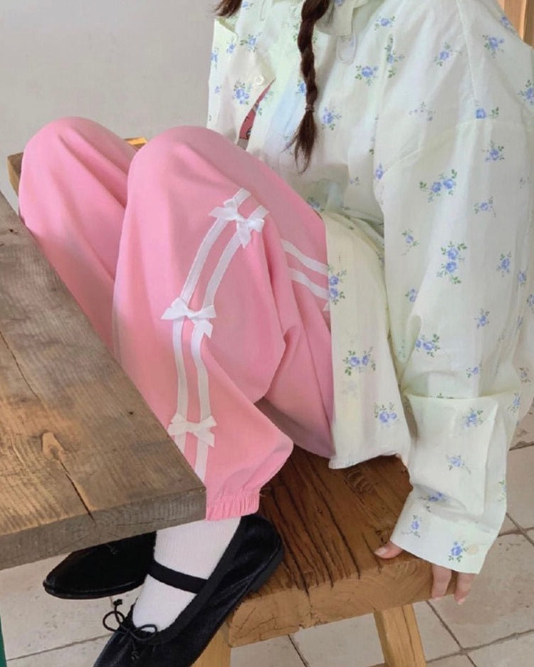 Coquette Bows Side Stripe Pants Maxct