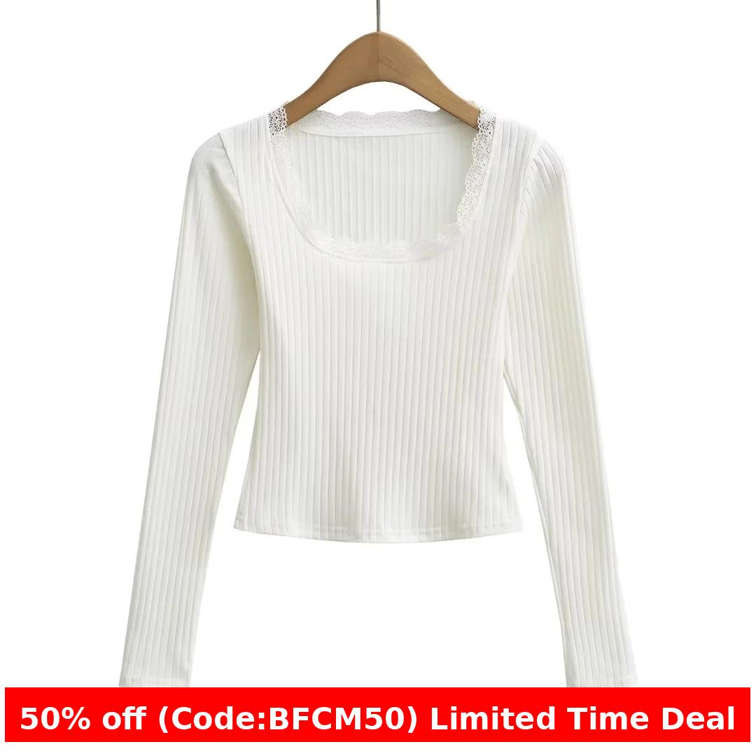 Maxct winter outfits men Spring Hot Girl High Waist Short Inner Lace T-shirt Slim Slimming Pit Stretch Bottoming Shirt