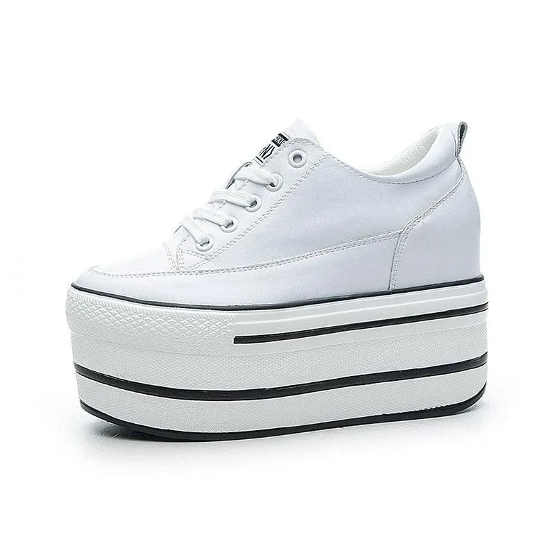 Leather Platform Sneakers for Women Maxct