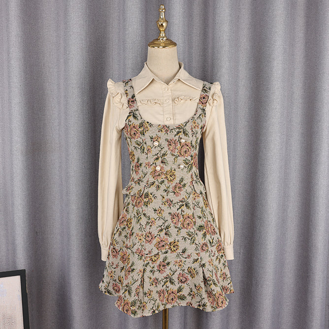 Rustic Floral Twofer Dress Maxct