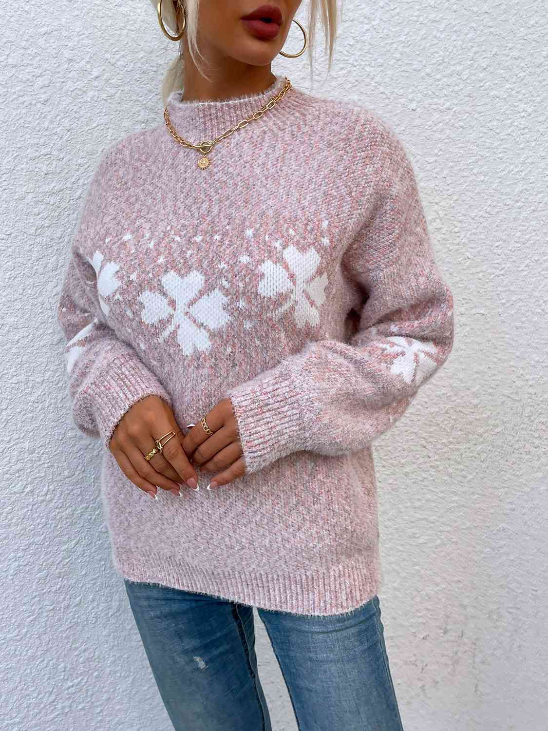 Maxct &Four Leaf Clover Mock Neck Sweater