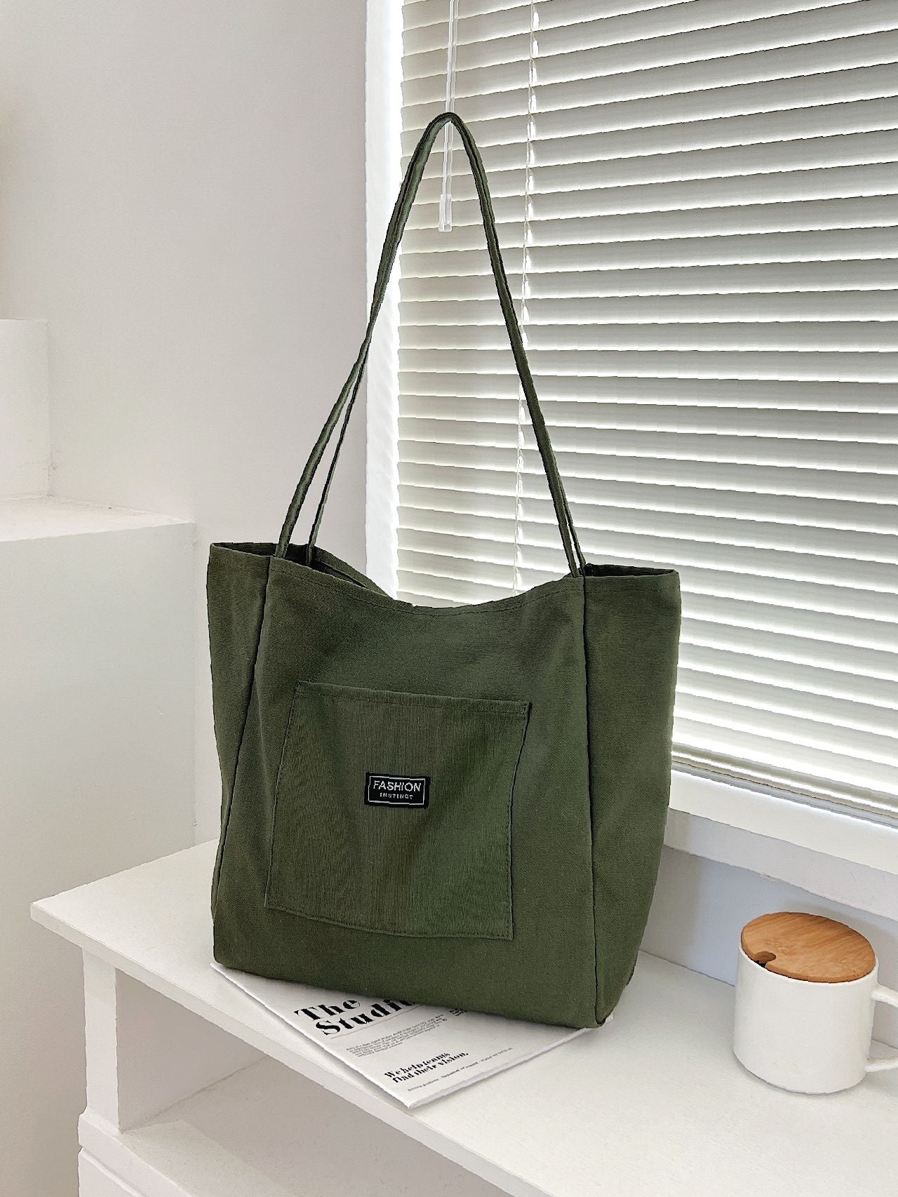 Maxct - Letter Patch Shoulder Tote Bag  - Women Tote Bags