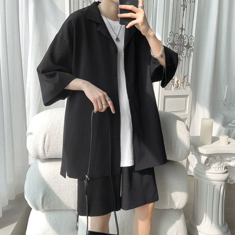 Maxct Textured Two-Piece Shirt and Shorts Set