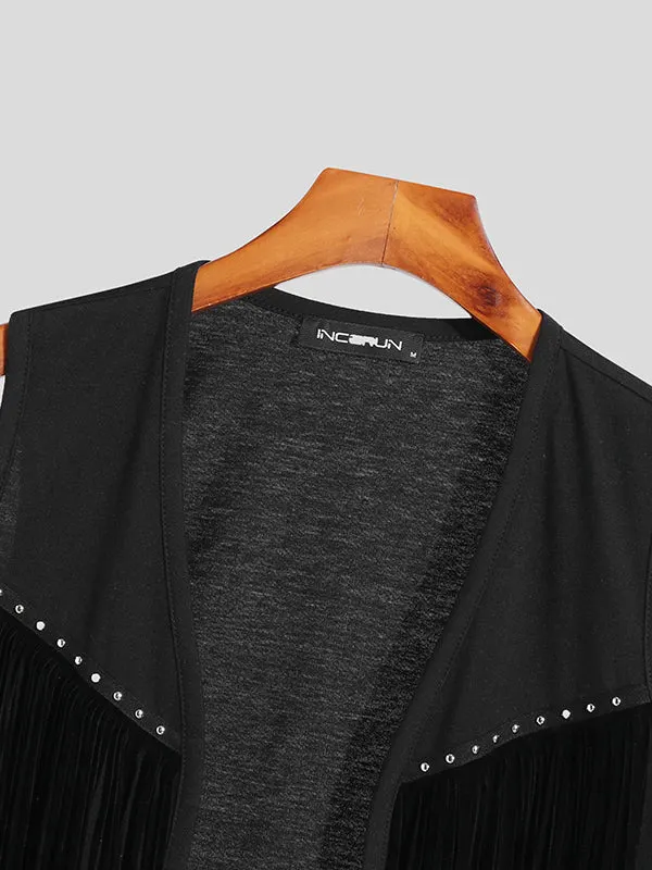 Maxct - Mens Fringe Detail Front Open Waistcoat J