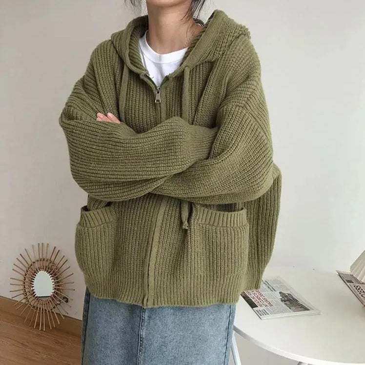 Hygge Knit Zip Up Hoodie Maxct