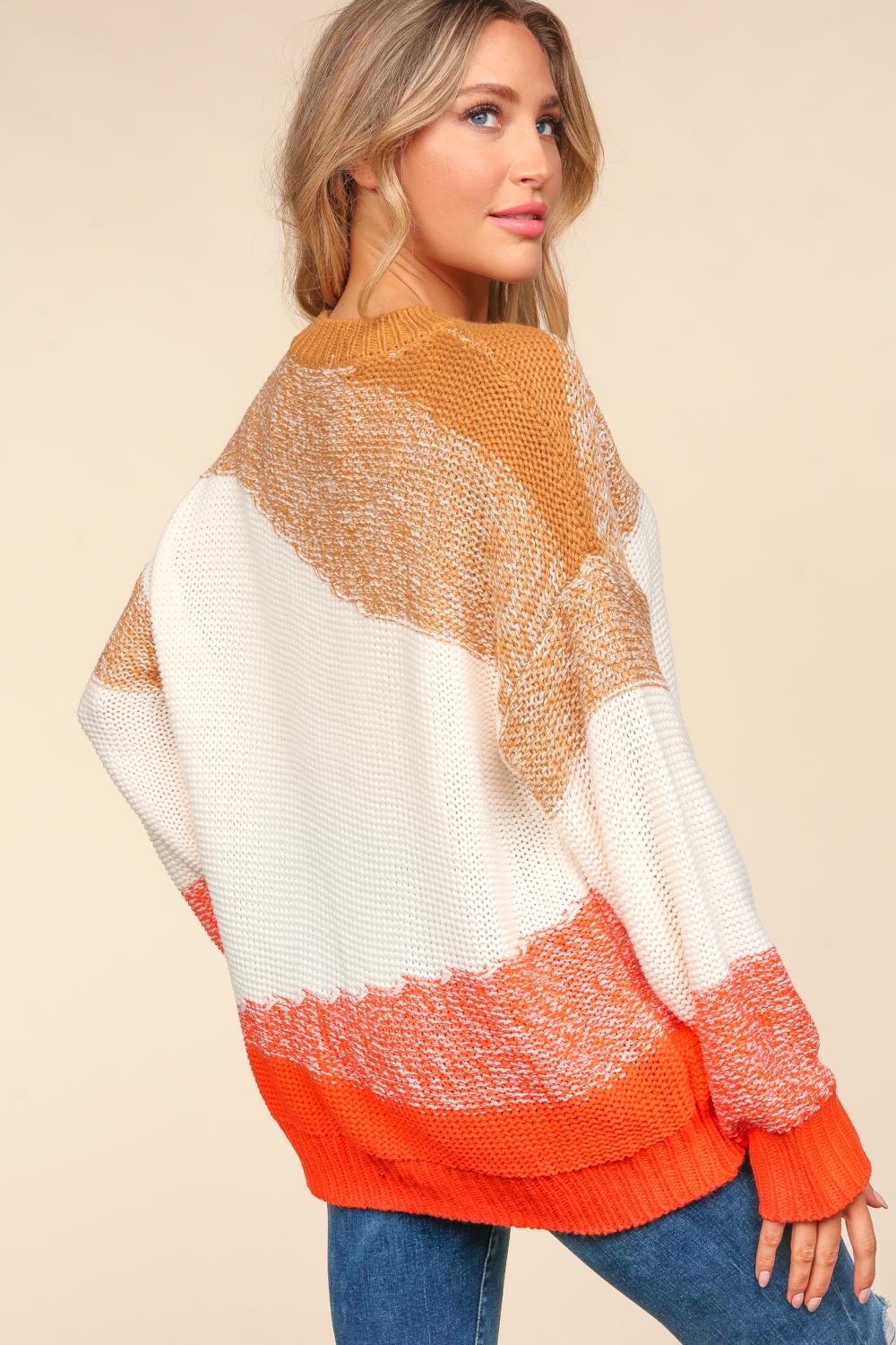 Maxct &Haptics Color Block Long Sleeve Sweater