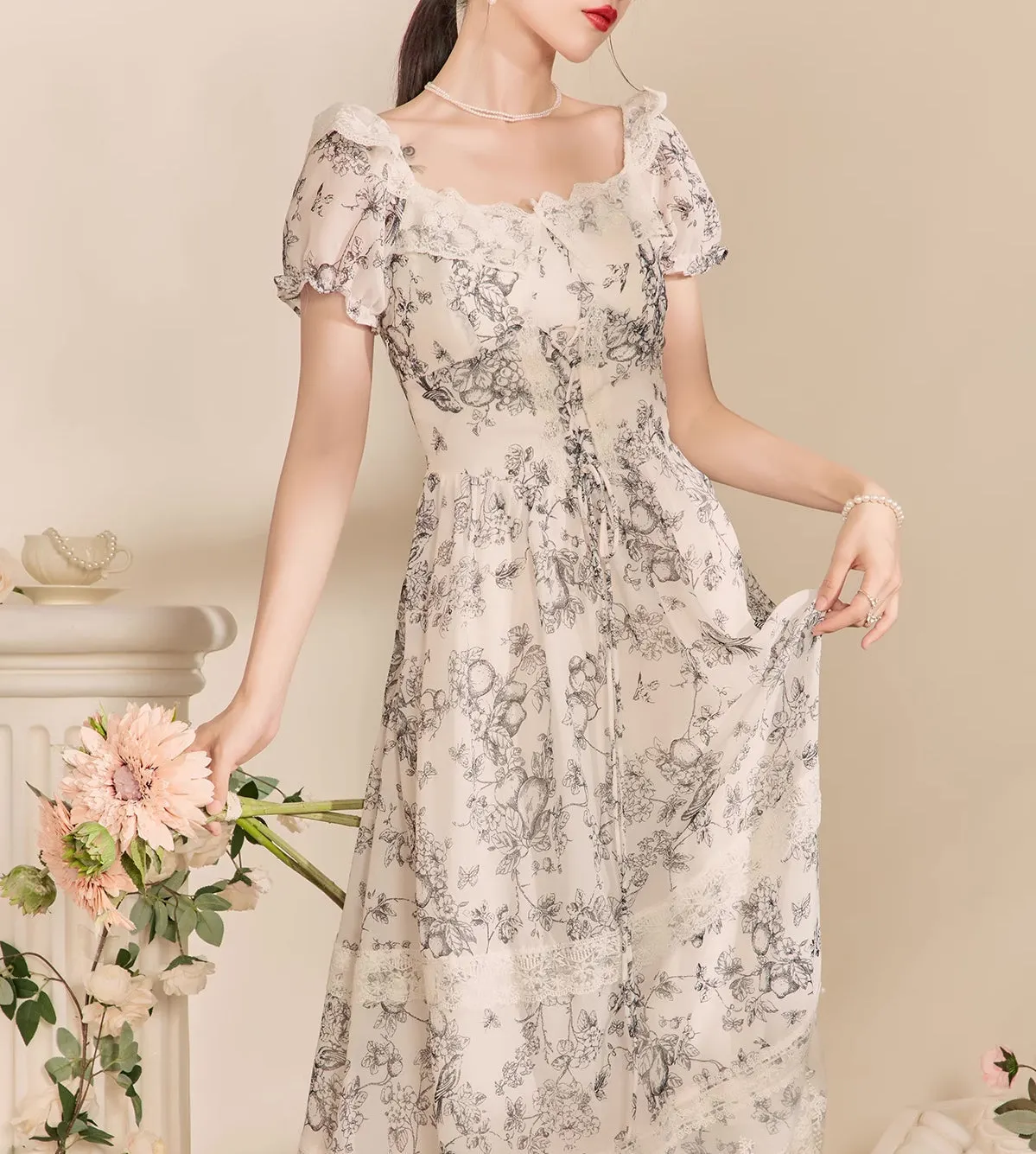Porcelain Sketch Midi Dress Maxct