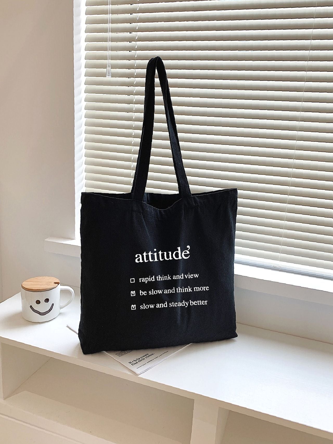 Maxct - Letter Graphic Canvas Shopper Bag  - Women Tote Bags