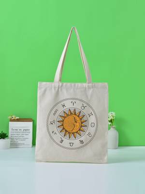 Letter Graphic Canvas Shopper Bag - Women Tote Bags