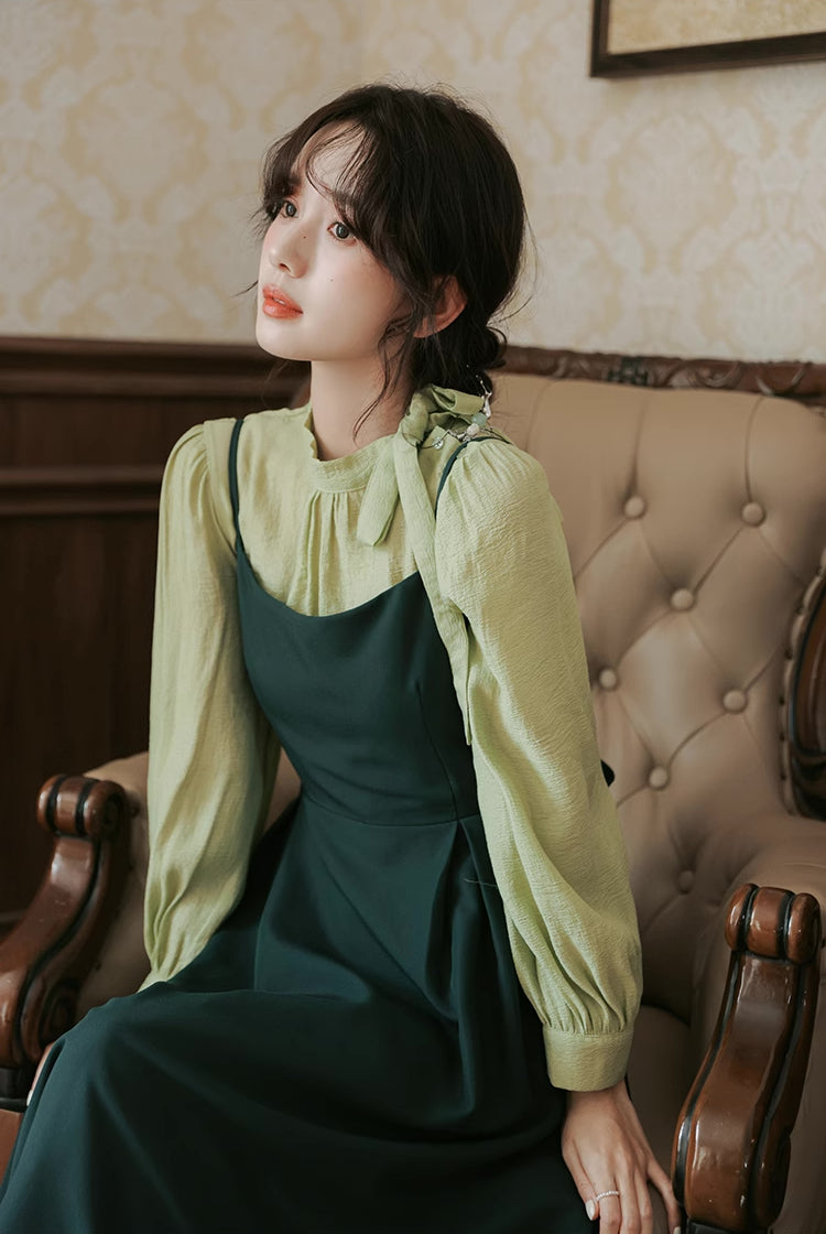Bow Back Cami Dress & Blouse Set Maxct