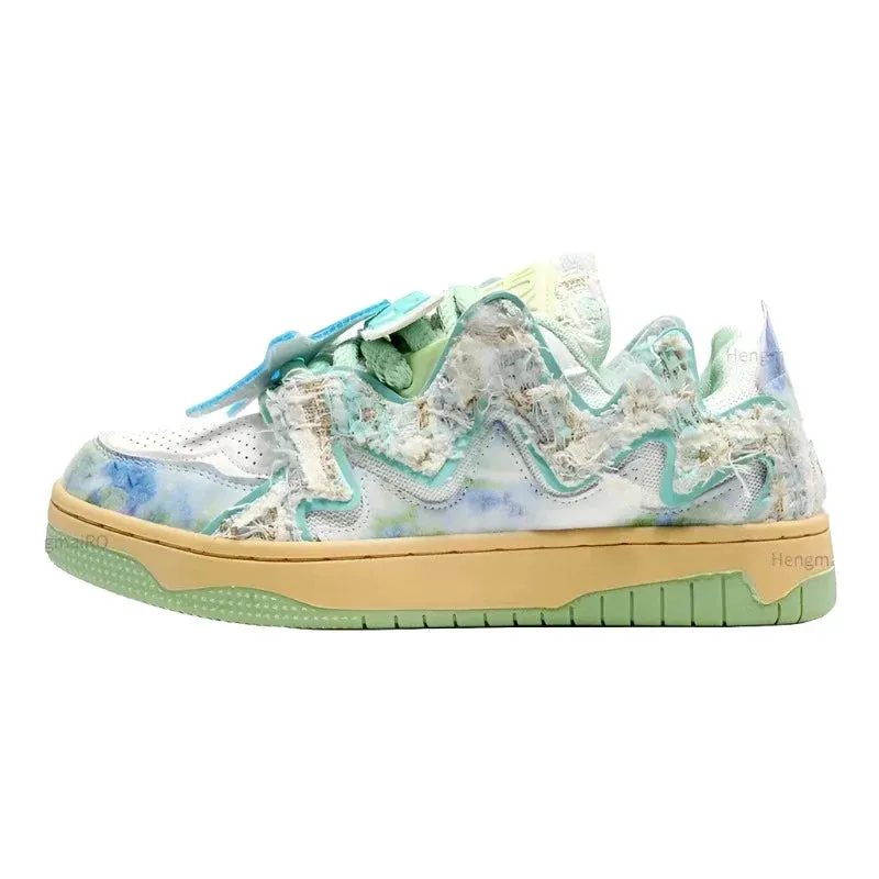 Broken Style Camo Print Green Sneakers Maxct