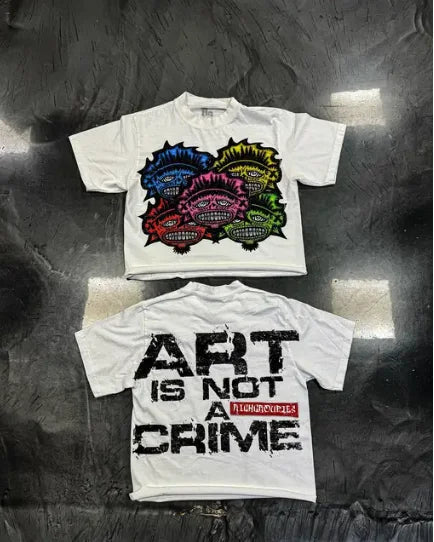 Maxct American Trendy Gothic Letter Pattern Printed Oversized T-Shirt Men's Y2K Street Hip-Hop Loose Retro Casual Round Neck Top Women