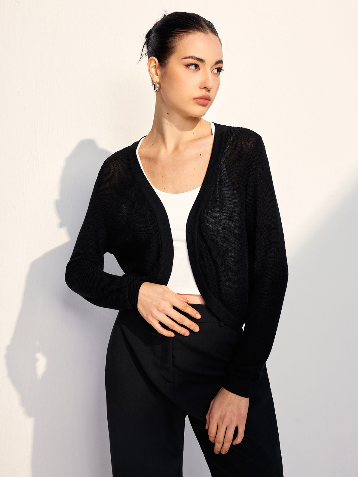 Maxct-Fall Casual Outfits Bat Sleeve Hollow Cardigan