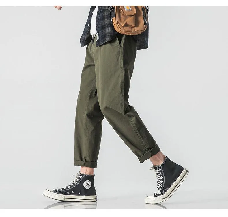 Maxct Spring Drawstring Cotton Elastic Waist Pants