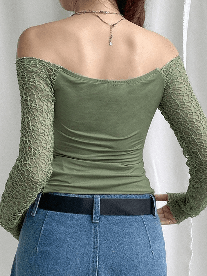 Maxct Off Shoulder Mesh Long Sleeve Blouse