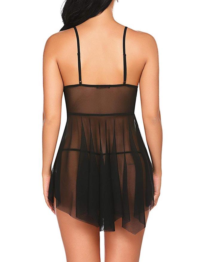 V-Neckline Lace Pajama Dress Maxct