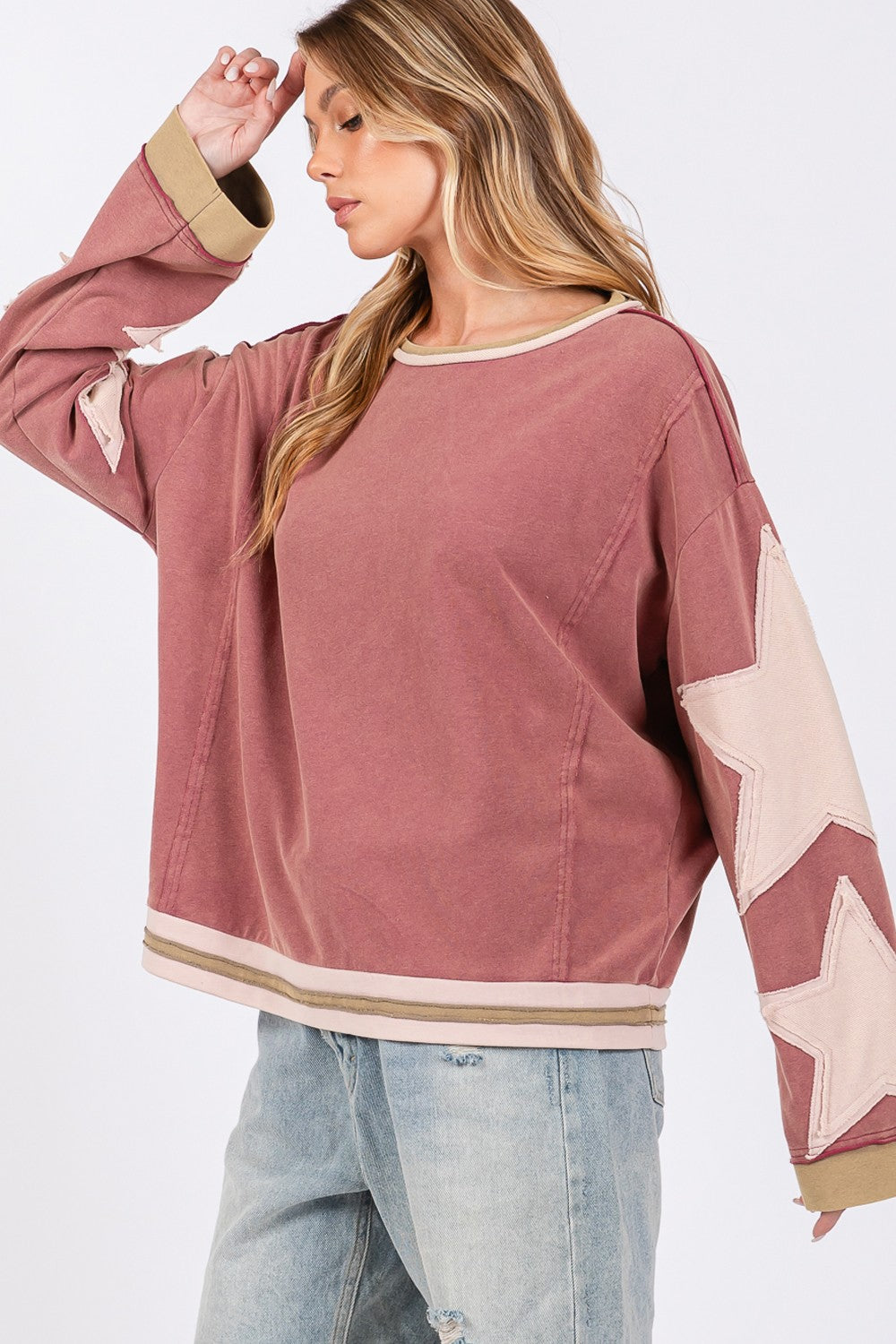 Maxct &SAGE + FIG French Terry Star Applique Patch Sweatshirt