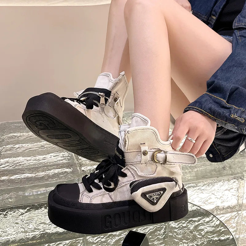 Women's Gothic Denim Short Ankle Boots Maxct
