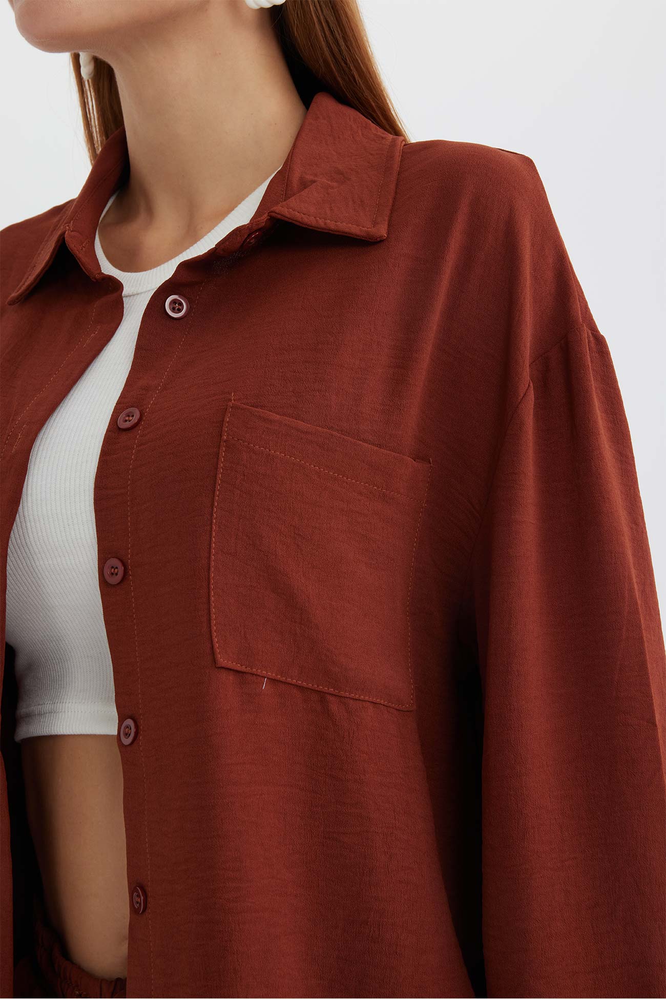 Maxct Long Sleeve Solid Color Shirt Long Pants Set - Image 29