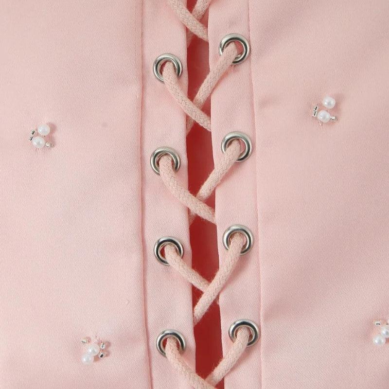 Maxct &Soft Girl Embroidered Beaded Corset Top