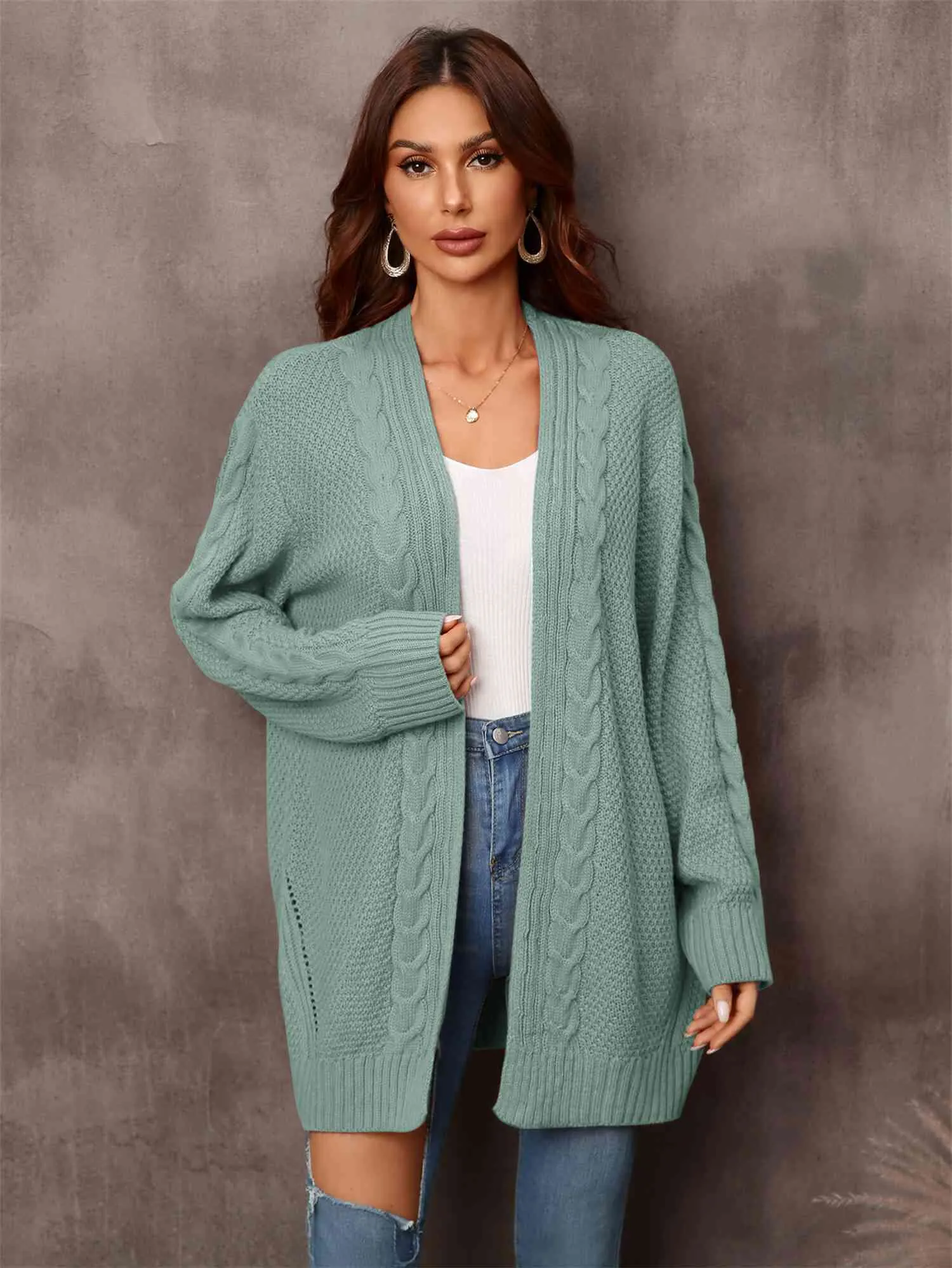 Maxct &Mixed Knit Open Front Longline Cardigan