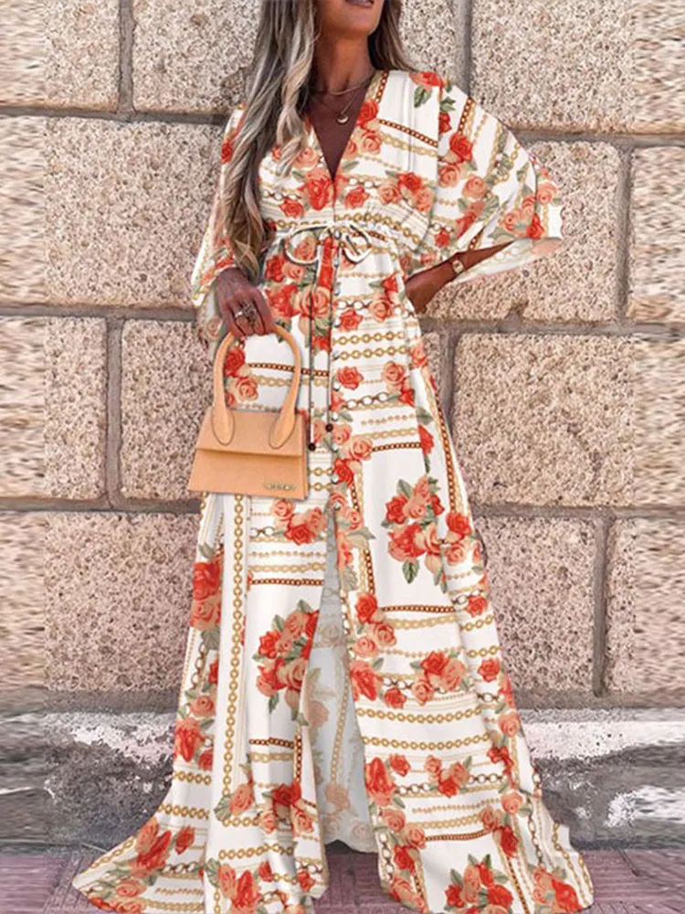 Printed Lace Beach Dress Maxct
