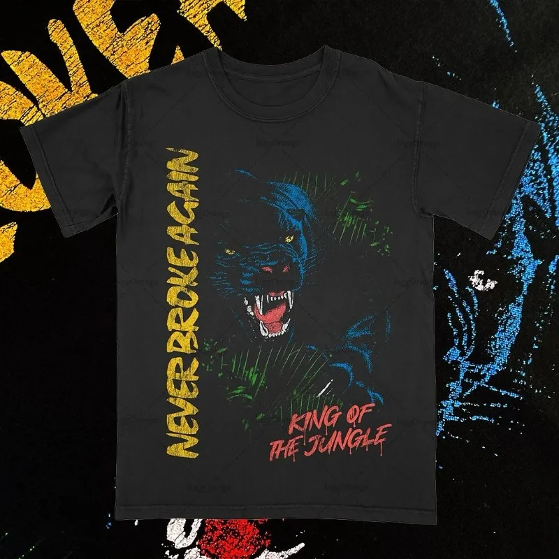 European and American trendy brand new clothing printed oversized T-shirt men Y2K high street hip-hop loose casual short-sleeved