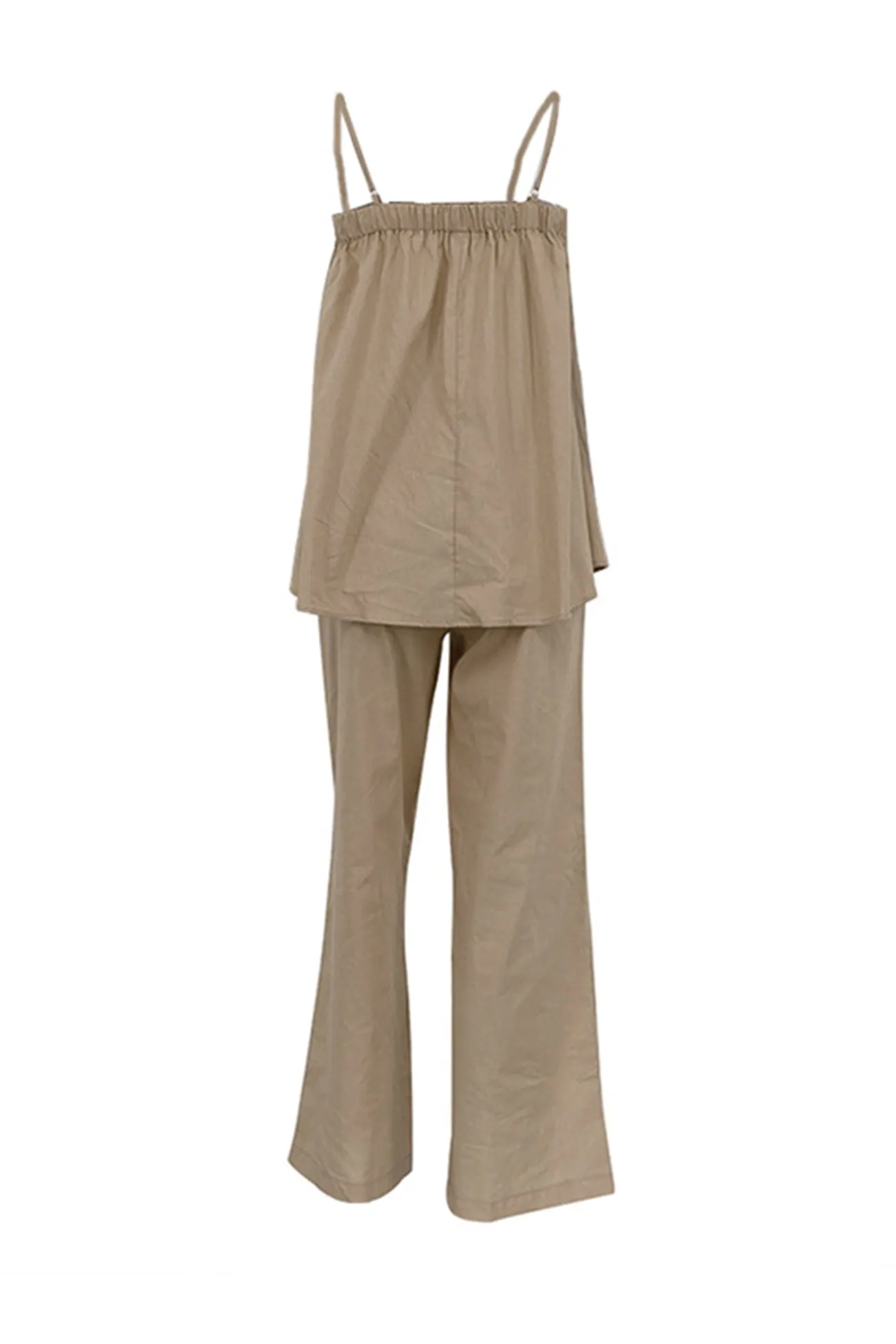 Maxct Khaki Cotton Cami Top Long Pants Suits