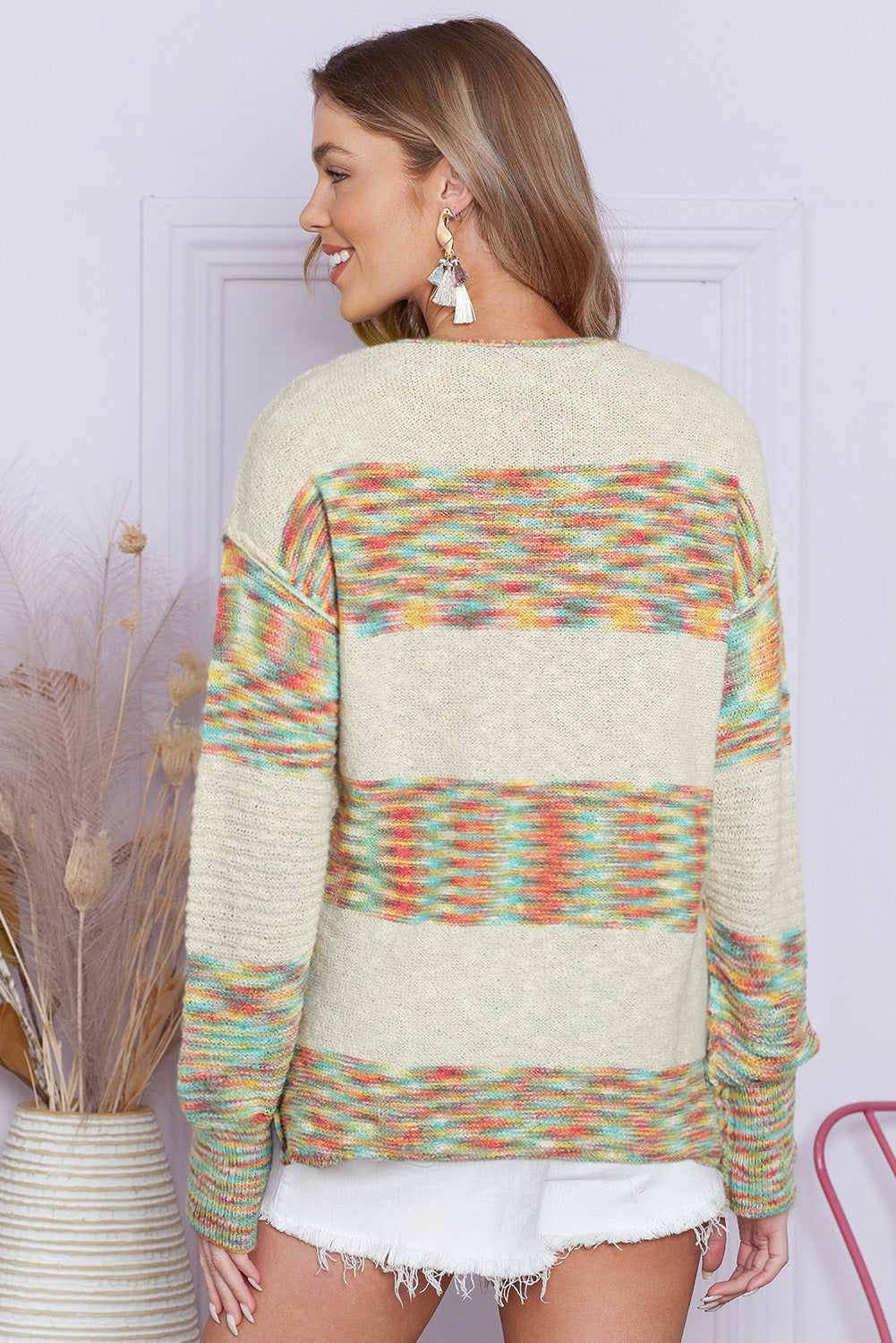 Maxct &Contrast Half Button Long Sleeve Sweater