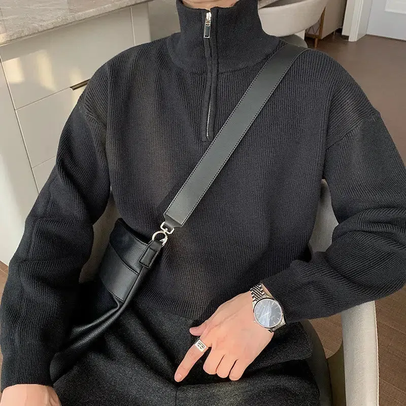 Maxct Pleated Half-zip Turtleneck Sweater
