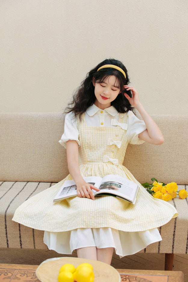 Gingham Bows Twofer Dress Maxct