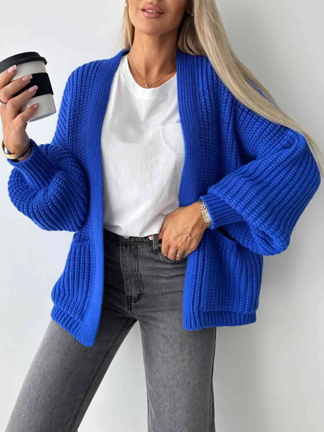 Maxct &Open Front Dropped Shoulder Cardigan