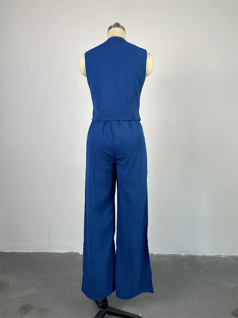 Maxct-Sleeveless Vest Top Long Pants Two-Piece Set