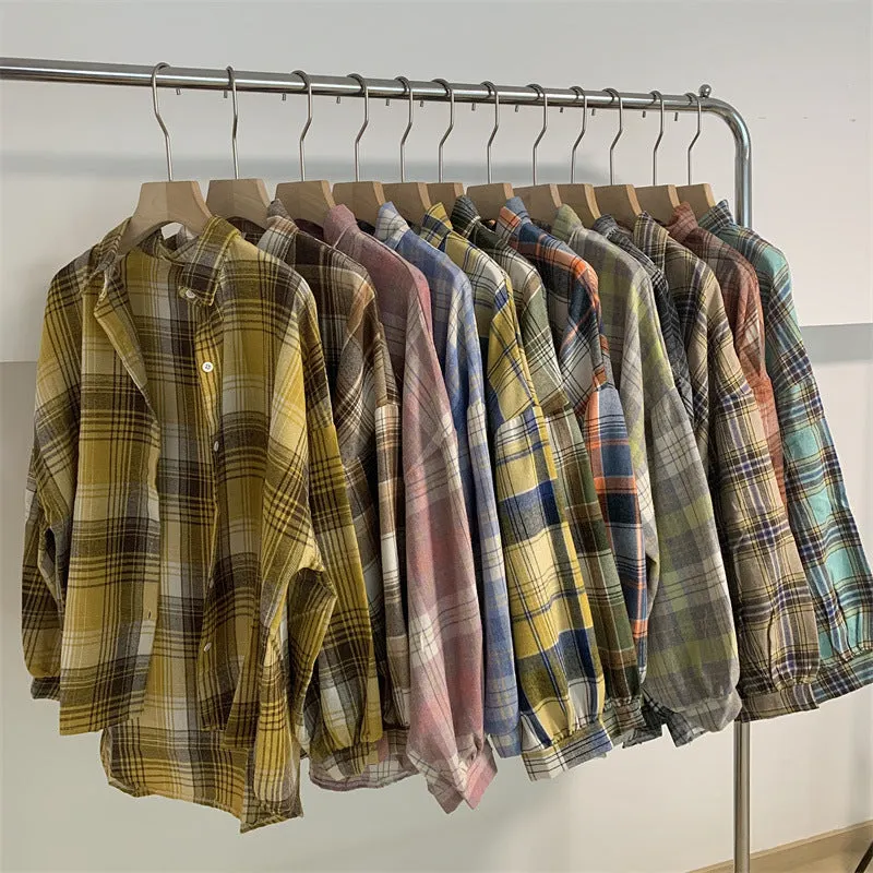 Maxct Vintage Plaid Oversized Loose Blouse