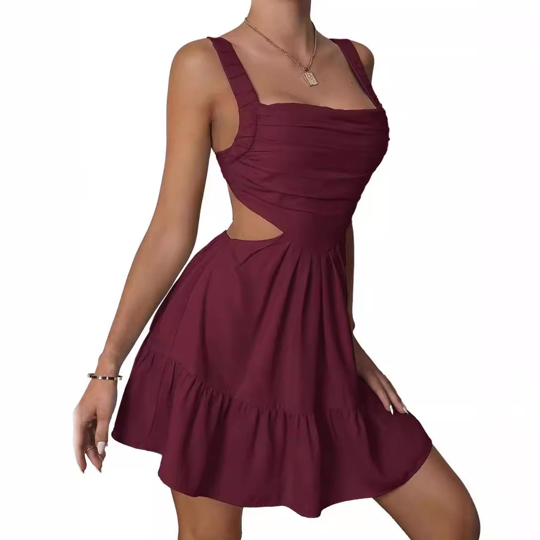 Maxct hoco dresses 2024 Spring and Summer New Square Collar Backless Sexy Sling Dress Women's Clothing