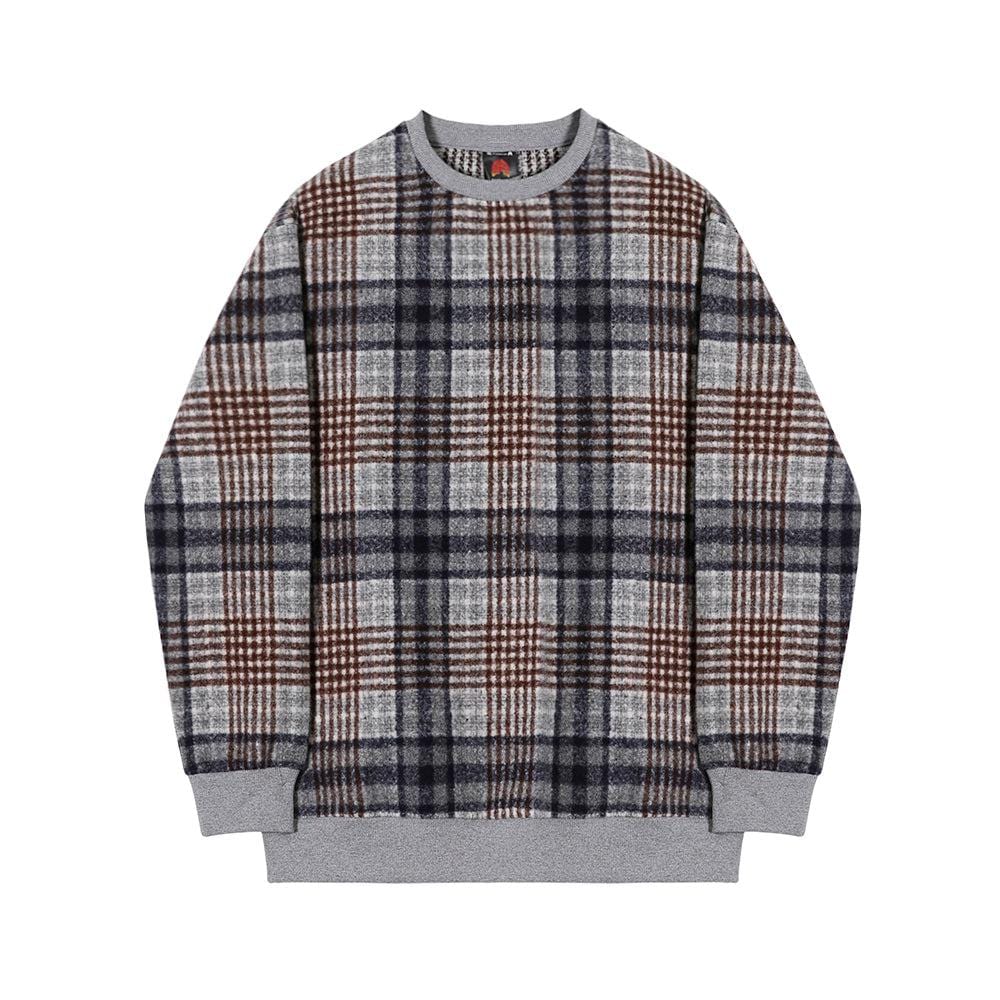 Maxct 6164 Knitted Crewneck Plaid Sweater