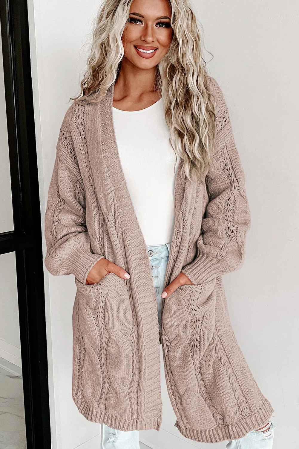 Maxct &Cable-Knit Dropped Shoulder Cardigan