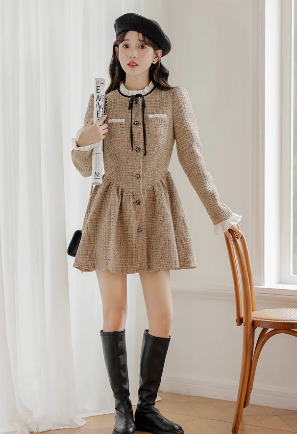 Latte Tweed Mini Dress Maxct