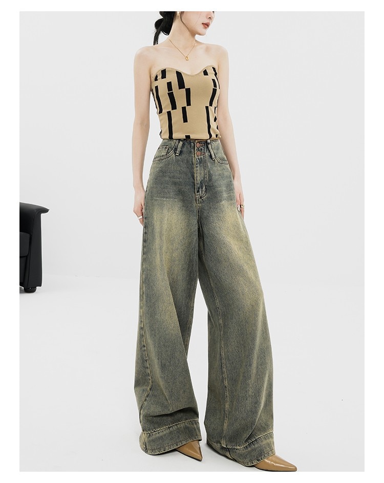 Vintage Streetwear Women's High Waisted Baggy Oversize Wide Leg Denim Pants - true deals club